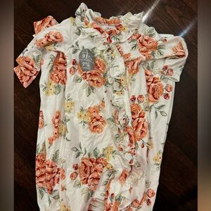 Baby Girl Floral Footie, Swaddle, and Headband Set NWOT Size 3 month
